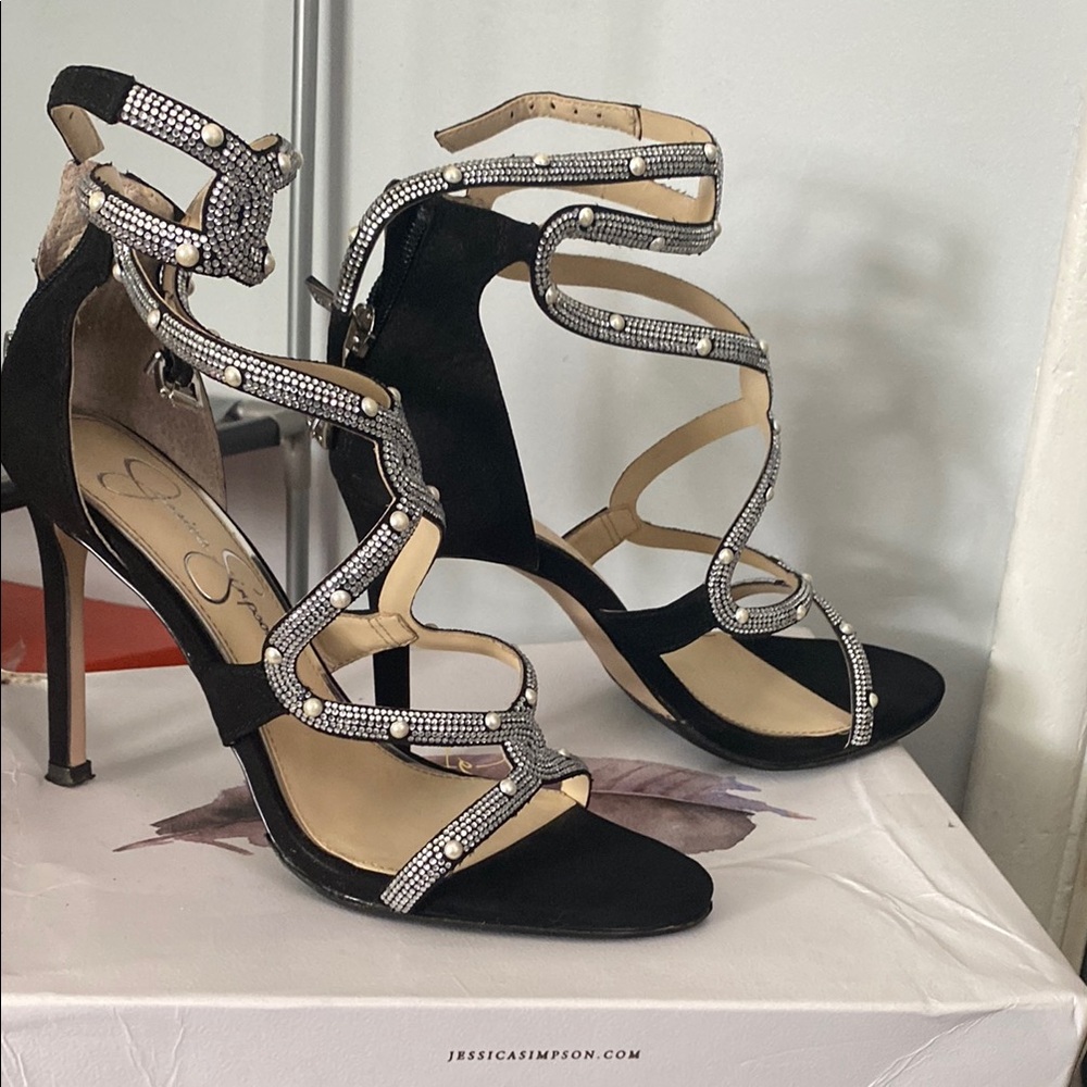 Jessica Simpson Black Strappy Heels
